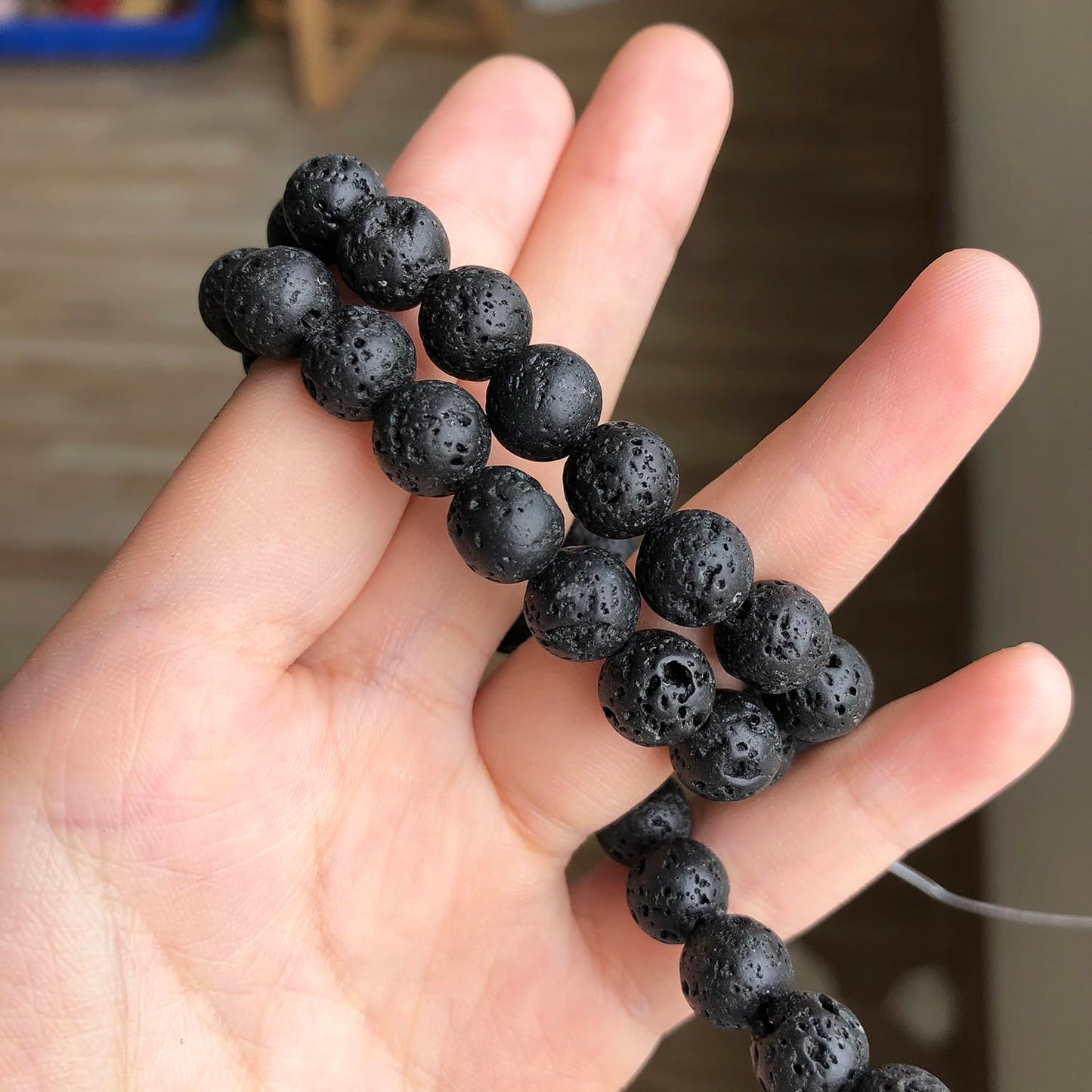 8mm Black Lava Rock Natural Stone Beads Round Loose Beads for Jewelry Making Yochus DIY Beads Bracelet Necklace