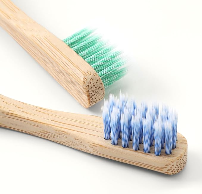 Kids Bamboo Toothbrushes Biodegradable Handle BPA Free Eco Friendly Children Size, FSC Certified and PETA Approved, Pack of 6 (Spiral Soft Nylon Bristles)