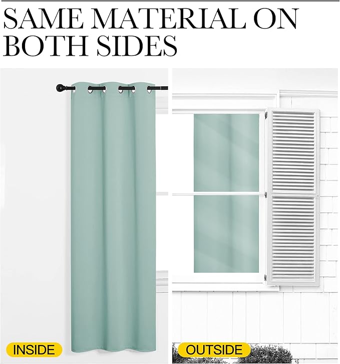 NICETOWN Aqua Blue Room Darkening Curtains for Kitchen, Window Treatment Thermal Insulated Solid Grommet Room Darkening Curtains/Drapes for Bedroom (Set of 2, 42 inches Wide by 50 inches Long)