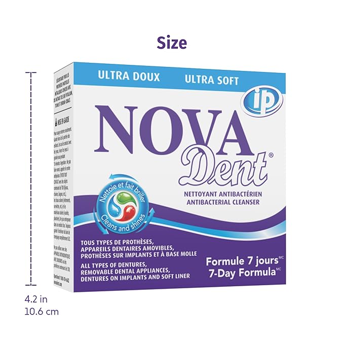 Novadent Dentures Cleaner – for Denture on implants, Denture Soft Liner and Orthodontic Appliance Without Soldering - 6 Months (26 sachets)
