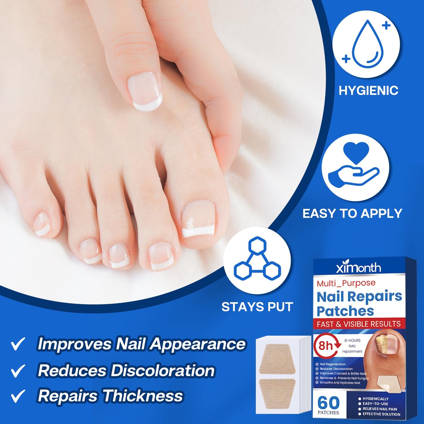 Nail Patches - Toenail Care for Toenail Fingernails - 8-Hour Nightime Nail Renewal - 60