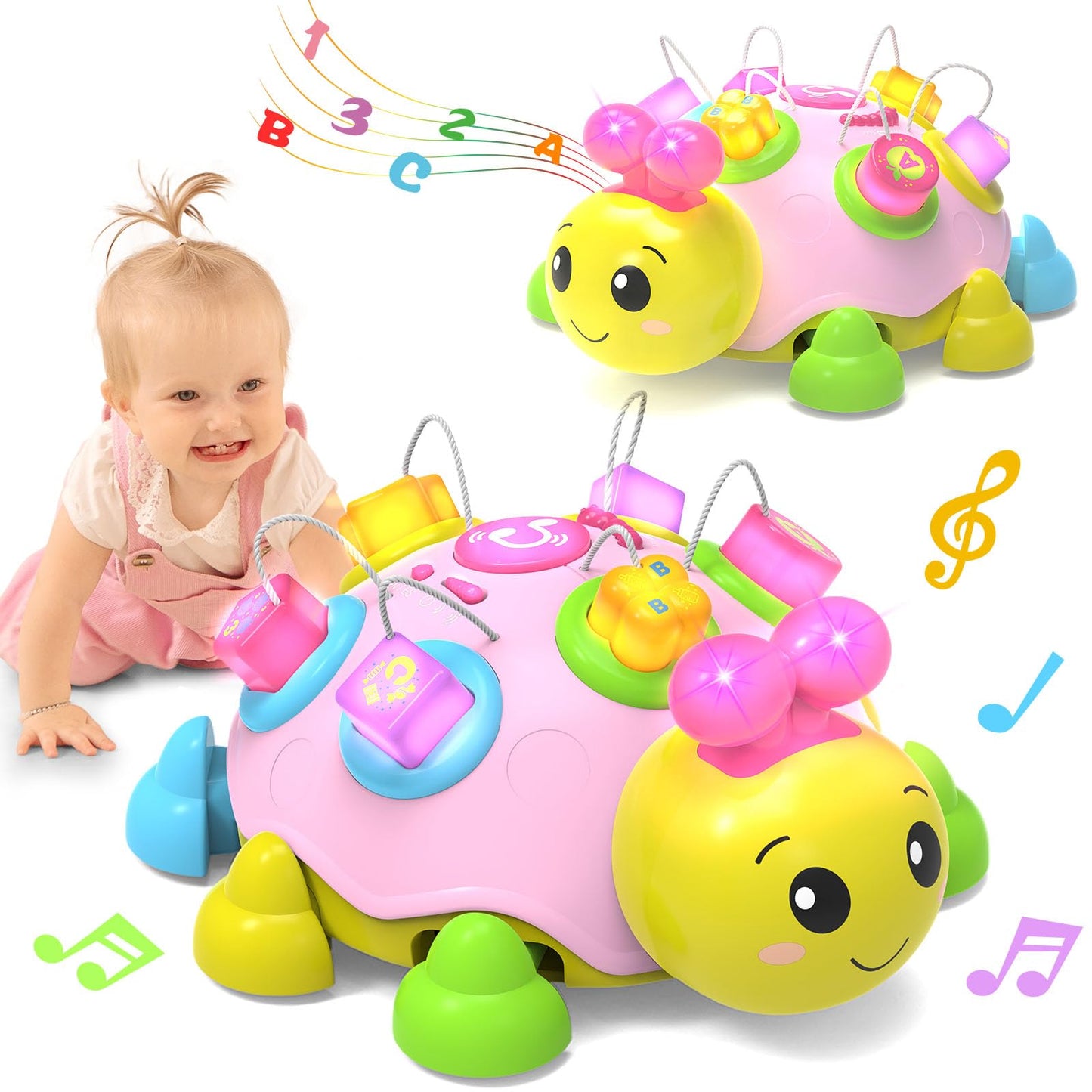 Holaxander Baby Gift Set for 0-12+ Months (1 * Baby Musical Plush Elephant Toys & 1*Ladybug Musical Light Toy)