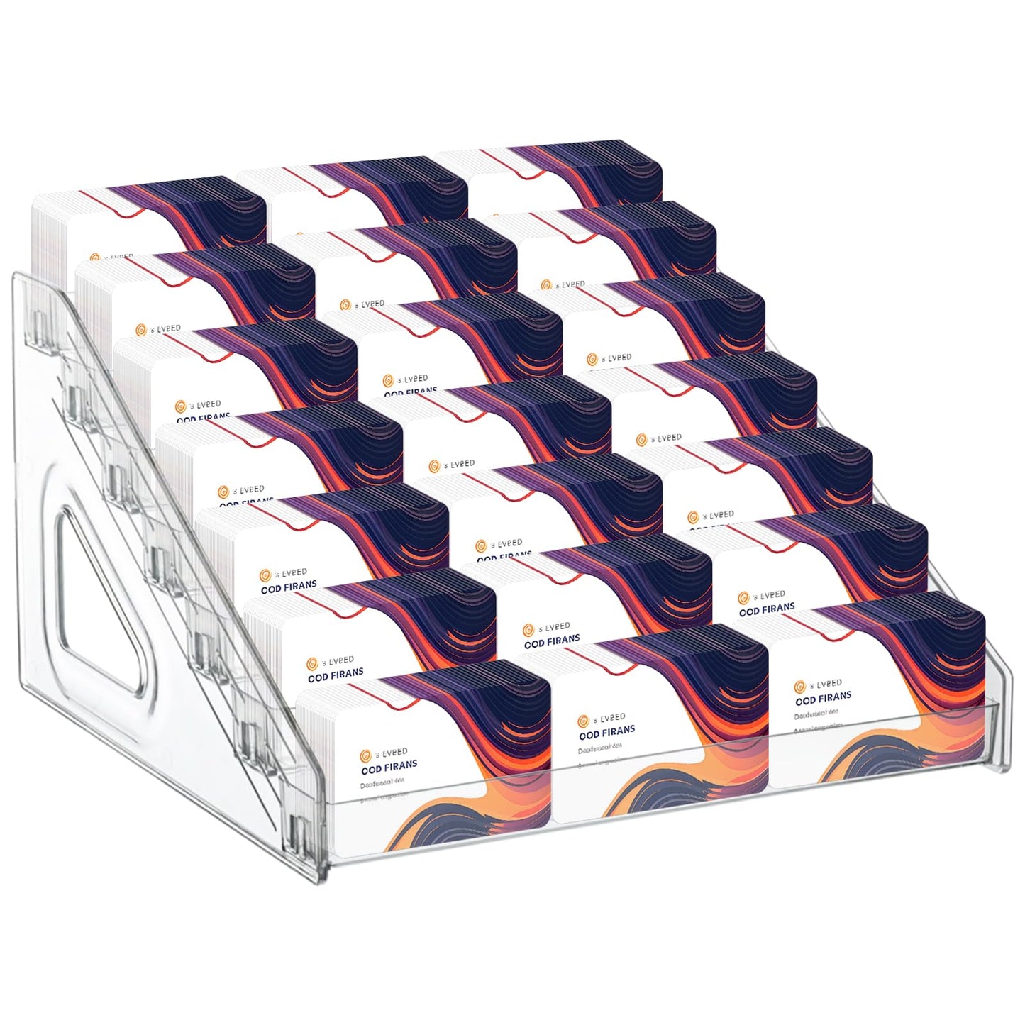Sibosen 7 Tiers Acrylic Business Card Holder for Desk 21 Slots Acrylic Card Holder Display Premium Cards Stand for Workspace Multiple-Clear Plastic Display Holder for Office Men and Women