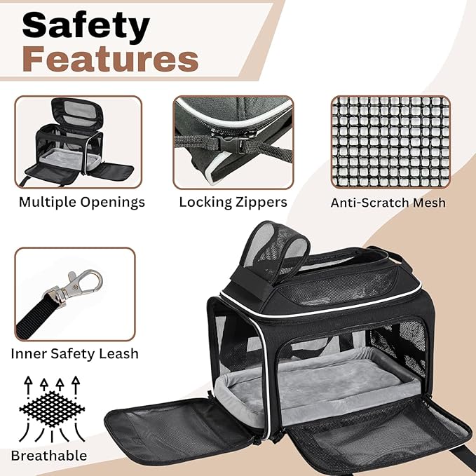 Cozy Cruiser Airline Approved Top-Expanding Pet Carrier on Wheels- Rolling Carrier- Designed for Dogs & Cats- Extra Spacious Soft Lined Carrier! 18x11x11 (Original Mesh Sides)