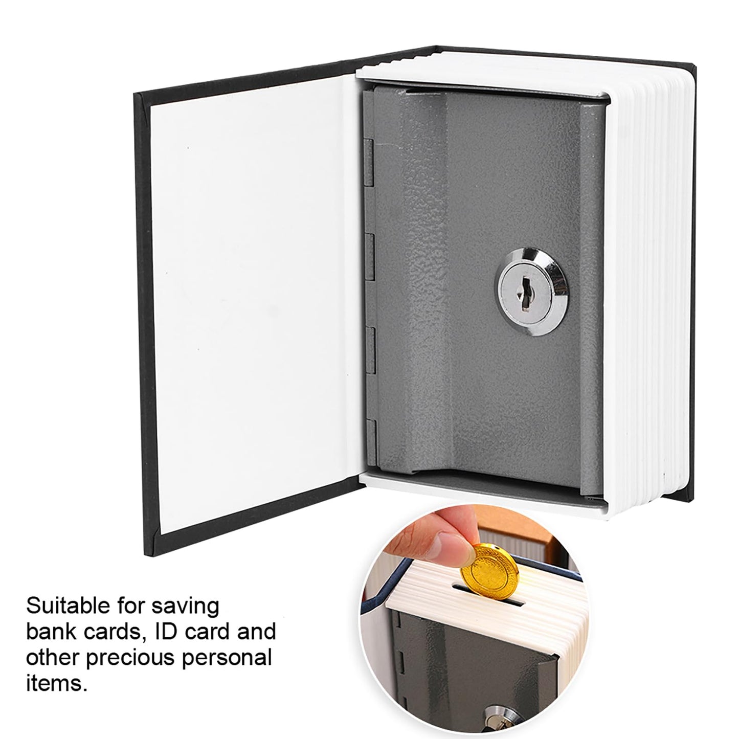 ZAWELIYO Mini Simulation Book Safe Storage Box Money Cash Jewelry Security Lock Case with Keys Metal Safe Box for Home Office Travel Use