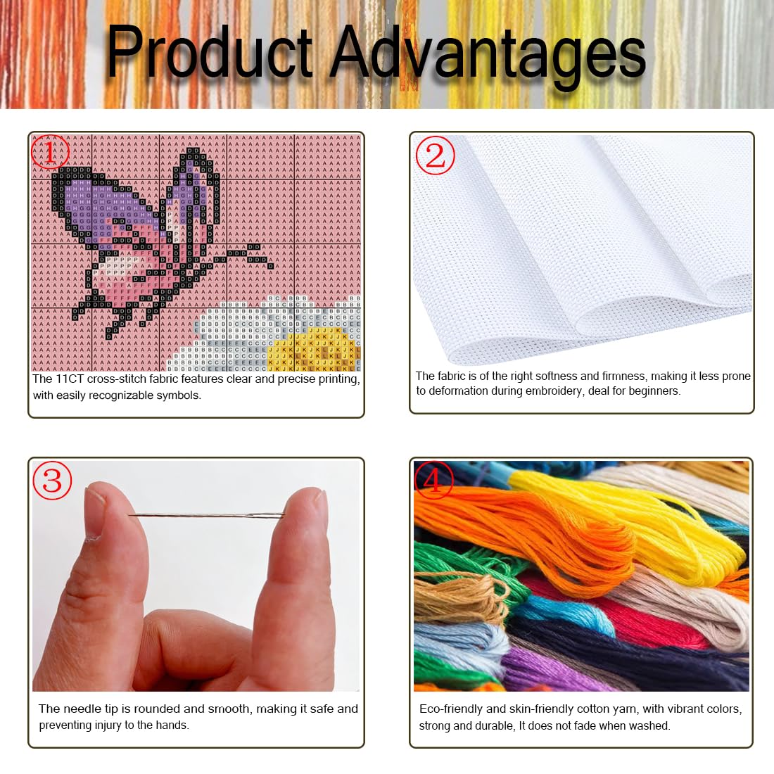 4 Pack Stamped Cross Stitch Kits for Adults - Cross Stitch Kits for Beginners,11 CT Insect Flowers Cross Stitch Patterns Dimensions DIY Counted Cross Stitch Kits for Adults Arts Craft 12x16 inch
