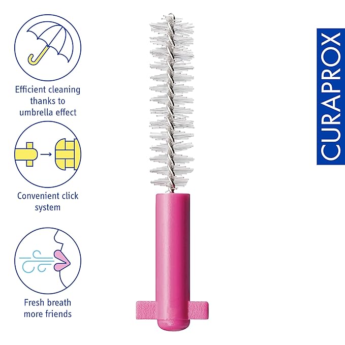 Curaprox Prime Plus Interdental Brushes, CPS 08 Holder with 5 Brushes, 0.8 mm to 3.2 mm