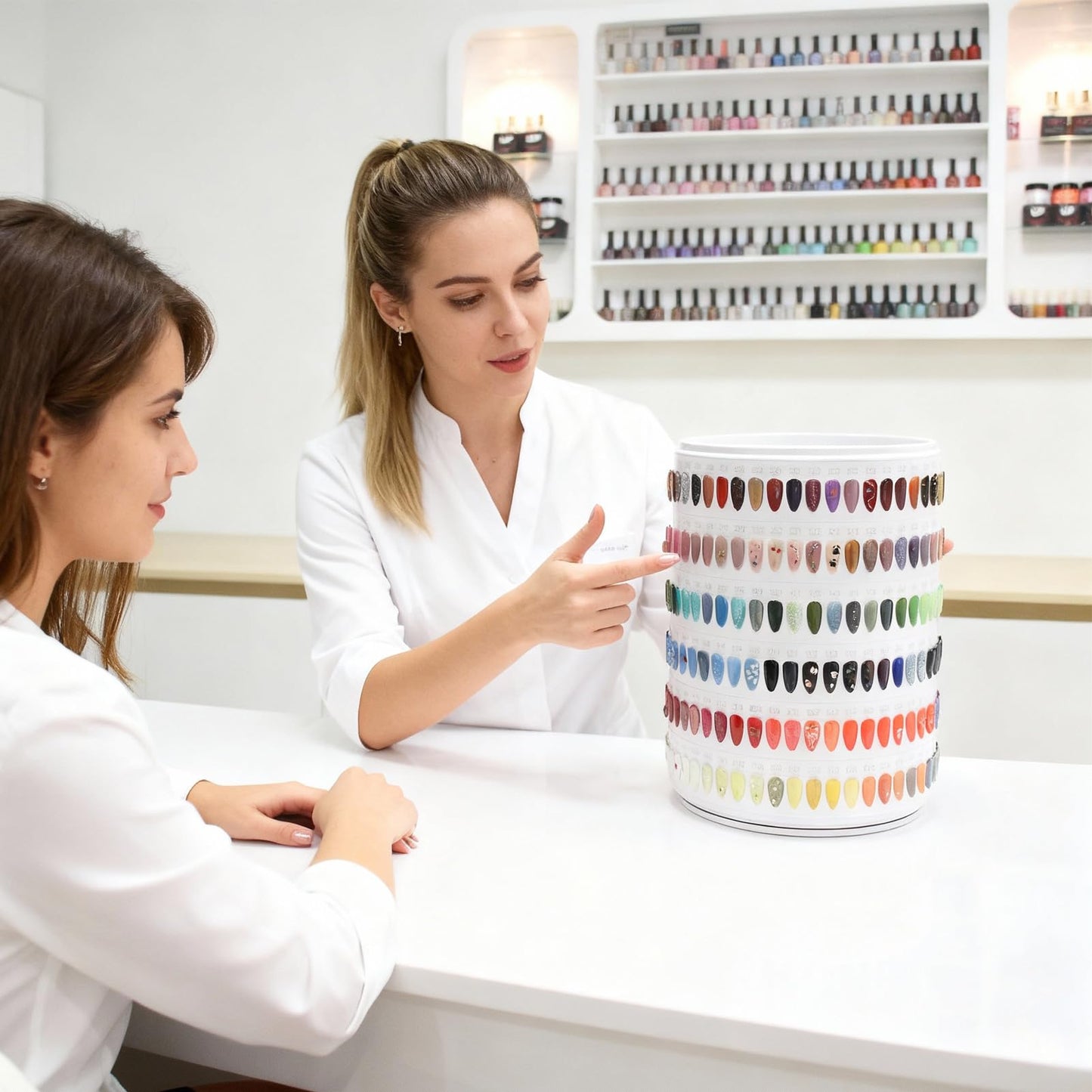 Upgraded Nail Polish Display Book 300 Colors, Professional Nail Color Sample Display Show with Transparent Nails Tips and Nails Polish Number Stickers
