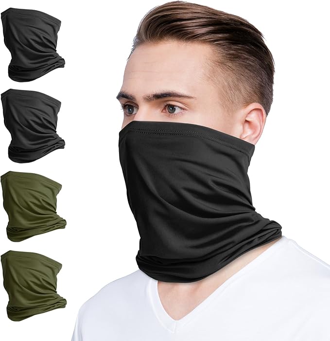 VULKIT 2 Pack Neck Gaiter Face Mask Scarf Reusable Bandanas Tube UV Protection Balaclava Outdoor Sport for Men and Women