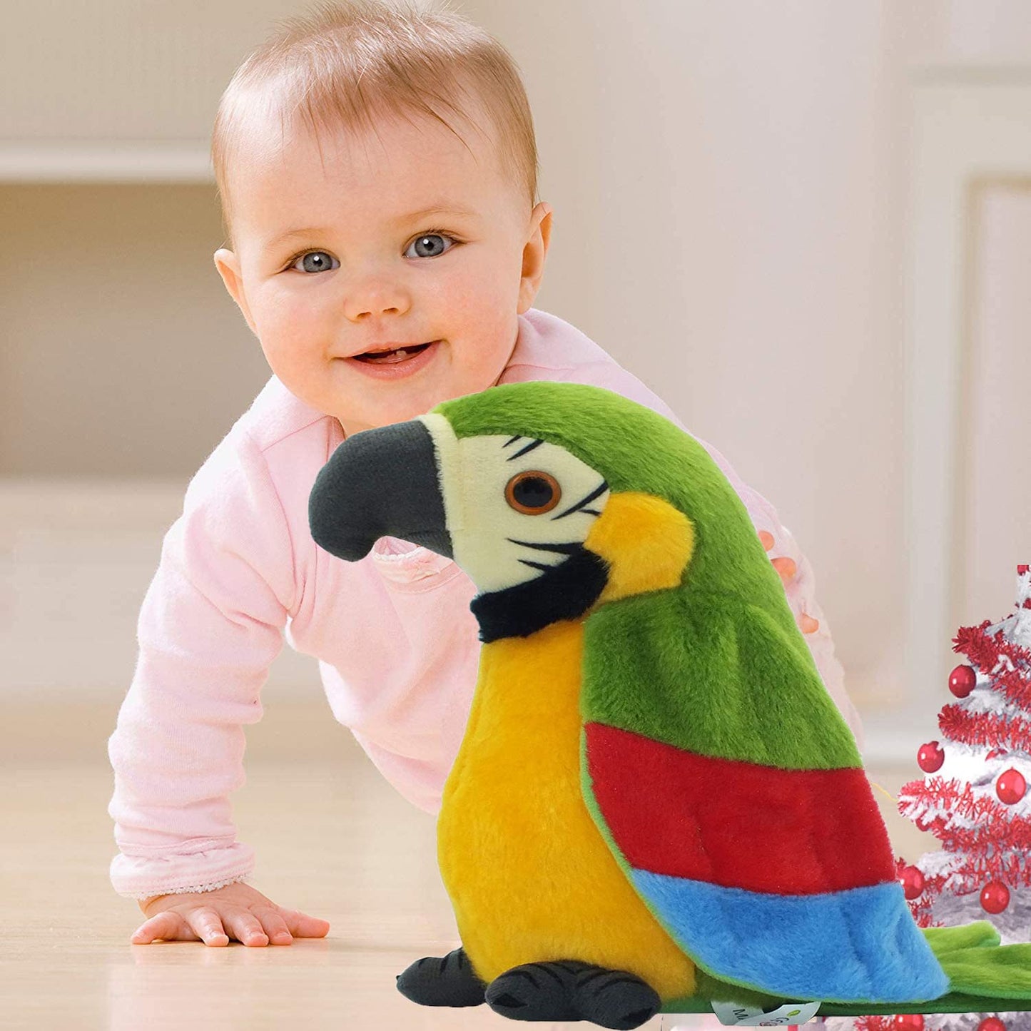 Talking Parrot, Repeats What You Say Plush Animal Toy Electronic Parrot for Boys, Girls Gift