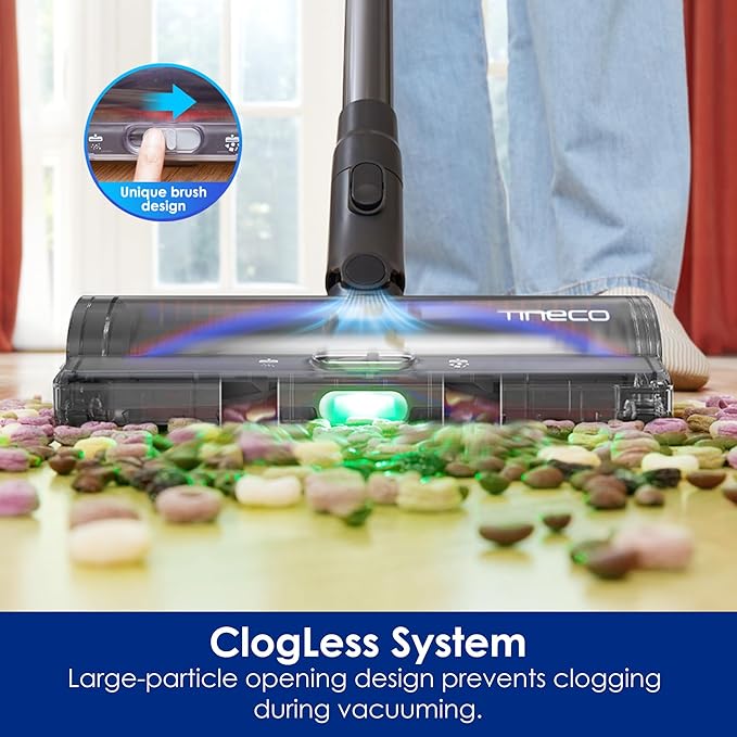 Tineco Pure ONE S50 Pro Cordless Stick Vacuum Cleaner, 200AW Powerful Suction, Zero Tangle Brush, 95Min Runtime, 180° Foldable Tube, 120° Green Light, Easily Tackles Large Debris Stick Vacuum