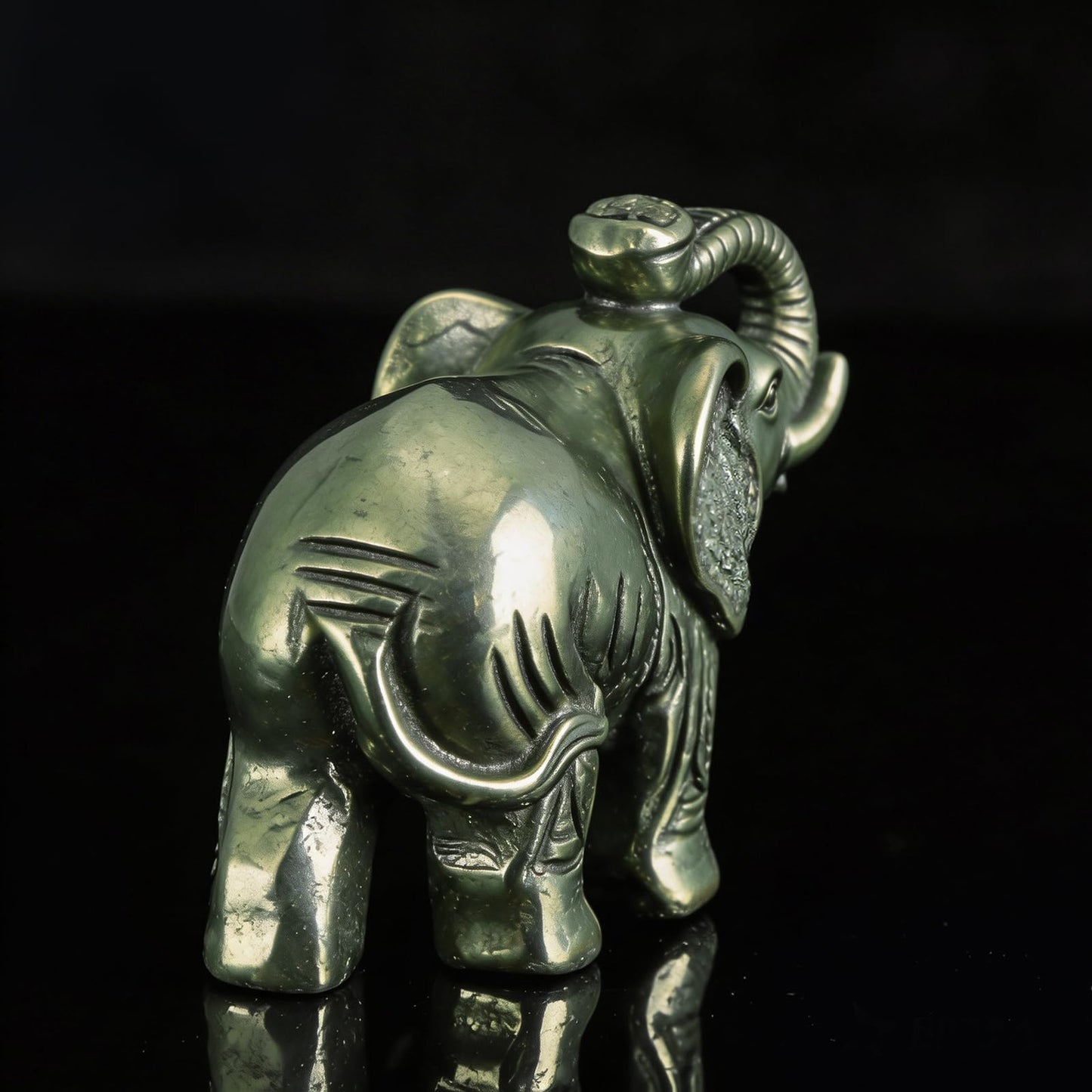Hxswkk 2.5" Pyrite Crystal Elephant Statue - Hand Carved Healing Craft Home Office Decor & Gifts