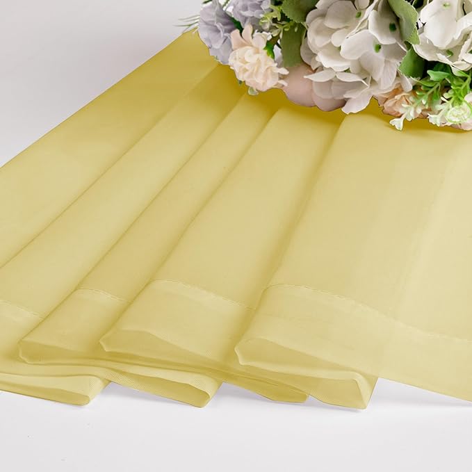 Chyhomenyc Mustard Yellow Sheer Curtains 45 Inches Long, Light Filtering Window Sheer Curtain Panel Drapes, Elegant Rod Pocket Soft Voile for Bedroom Living Room, Each 42Wx45L Inches, 2 Panels