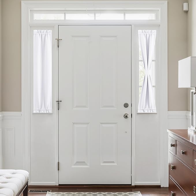 NICETOWN Blackout Side Door Curtains, Front Door Curtains for Small Window, Privacy Shades for Sidelight, Thermal Insulated Window Covering, Pure White, 1 Panel, W12 X L40 Inches Long