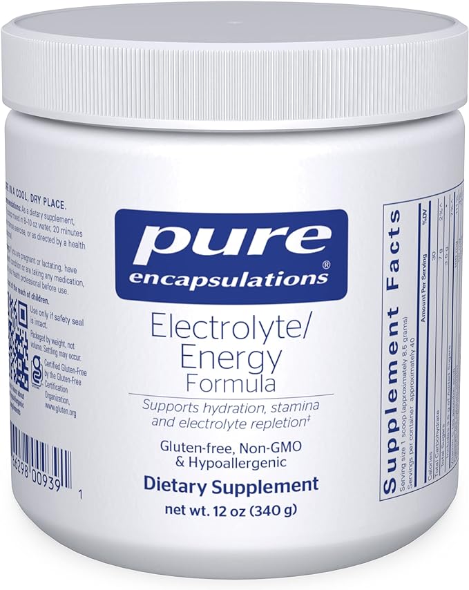 Pure Encapsulations Electrolyte Energy Formula | Hydration Supplement Powder for Muscle Recovery, Minerals, Mental Focus, and Working Out* | 12 Ounces