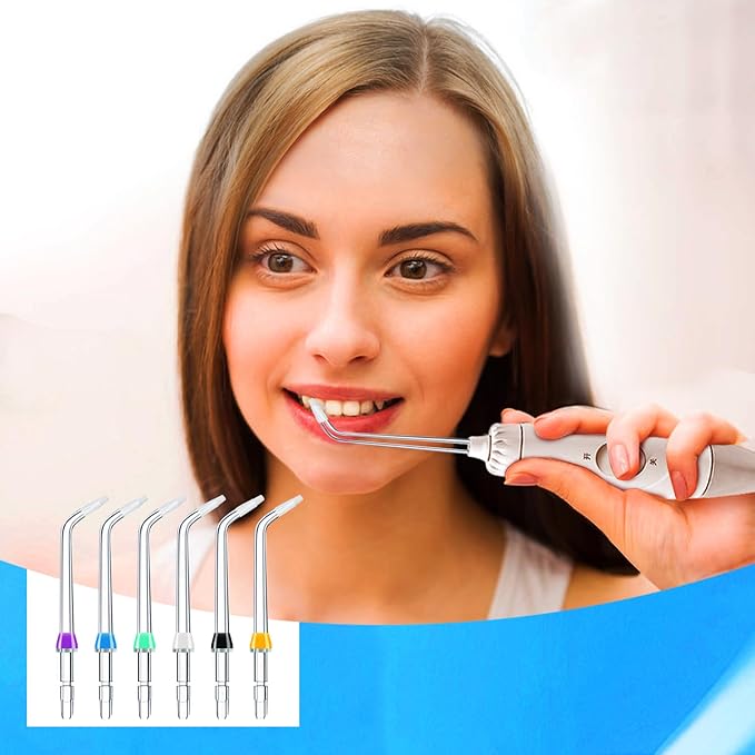Replacement Tips for Waterpik Water Flosser, Replacement Orthodontic Tips Compatible with Waterpik Water Flossers and Other Brand Oral Irrigators (6-Pack)