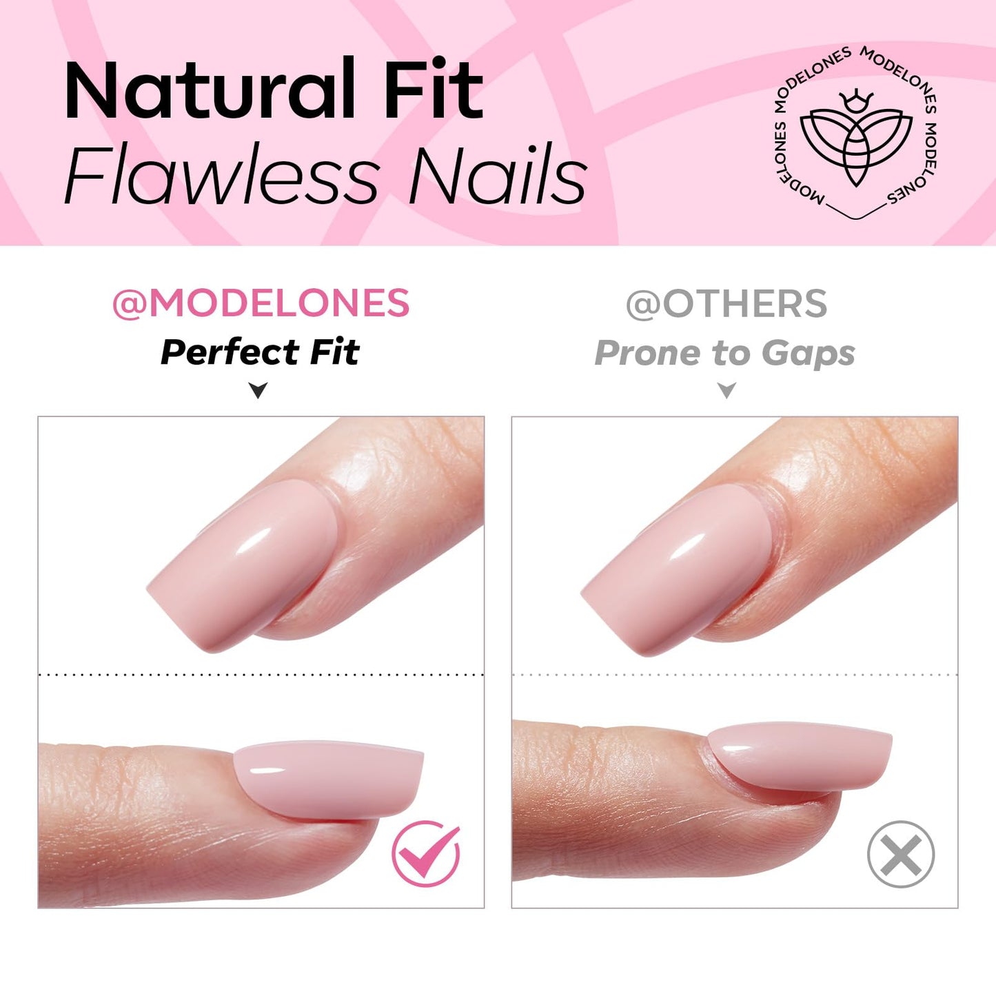 modelones Sakura Pink Short Press on Nails, Oval Fake Nails Kit Press Ons with Nail Glue, Adhesive Tabs, Nail File, Prep Pad, Manicure Stick, 32Pcs 16 Sizes, Spring Summer Women Girl Gift