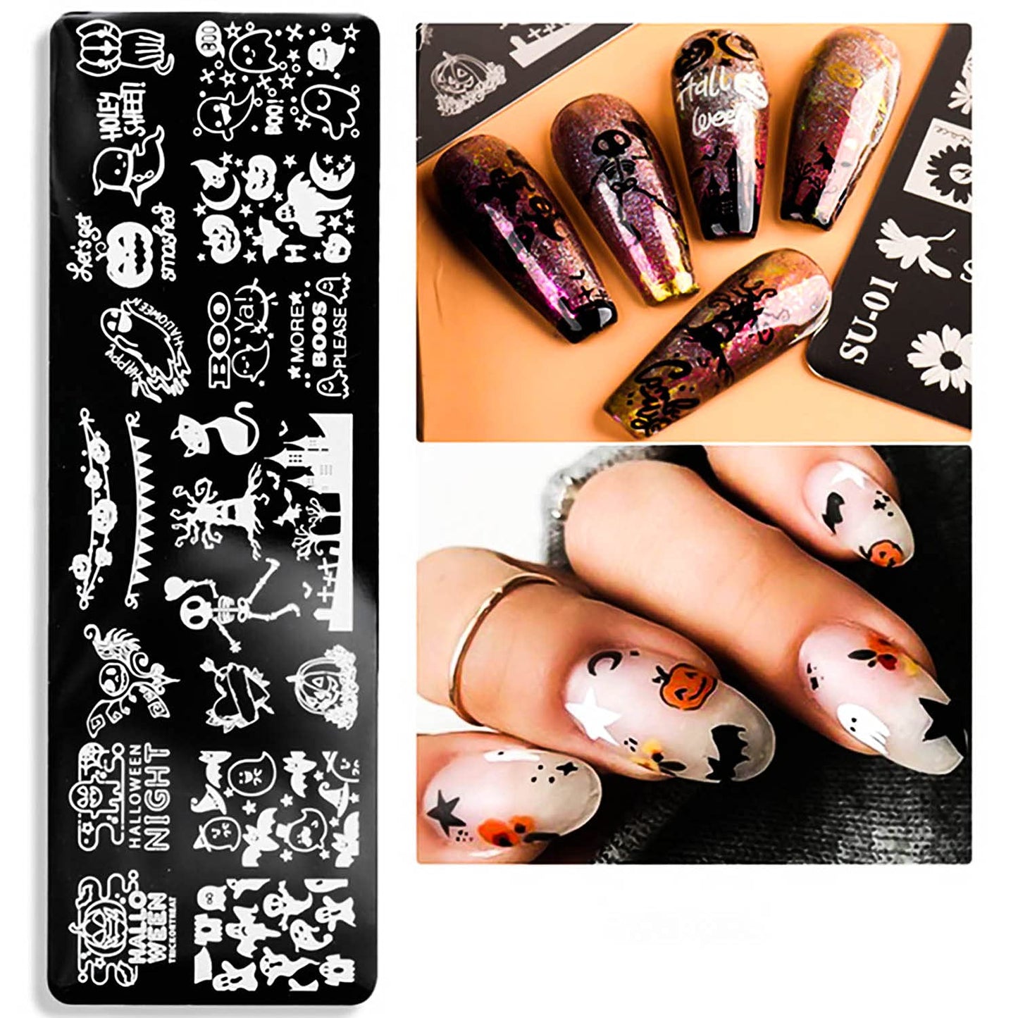 Nail Stamping Plate, DANNEASY 6 Pieces Nail Stamp Design Tool Nail Art Stencils Manicure Template with Nail Stamper, Scraper, Storage Bag (Holiday Style)
