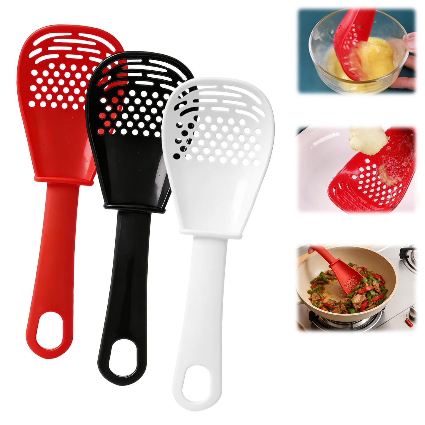 Multifunctional Kitchen Cooking Spoon,Upgraded Heat Resistant Kitchen Utensils Slotted Spoon,Small Silicone Spatula Spoon for Cooking,Draining,Mashing,Grating,Separating(Mix)