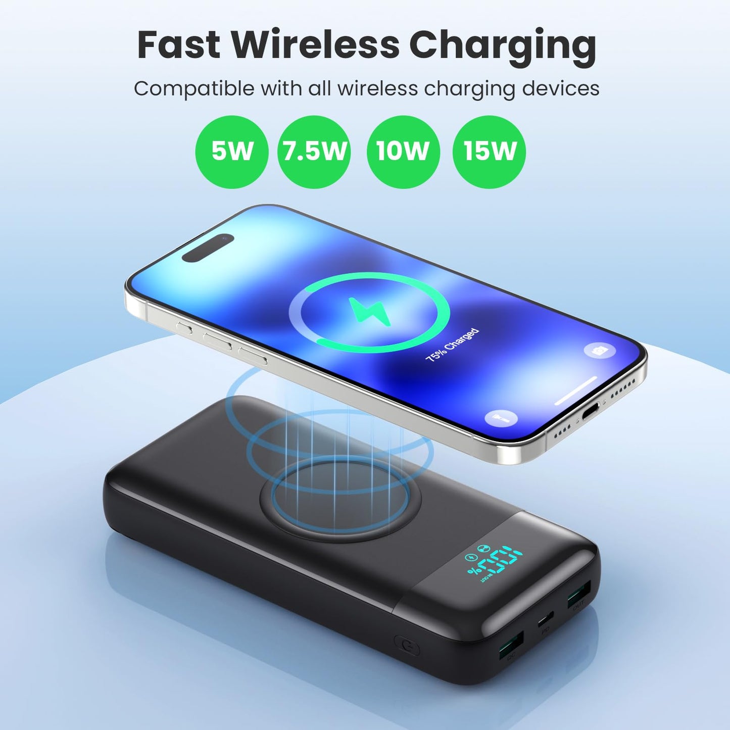 Wireless Portable Charger 40800mAh with 3 Built-in Cables,7-in-1 15W Wireless Charging Power Bank,25W PD QC 4.0 Fast Charging USB C Travel Essentials Battery Pack for iPhone 17/16/15/14,Galaxy,Android