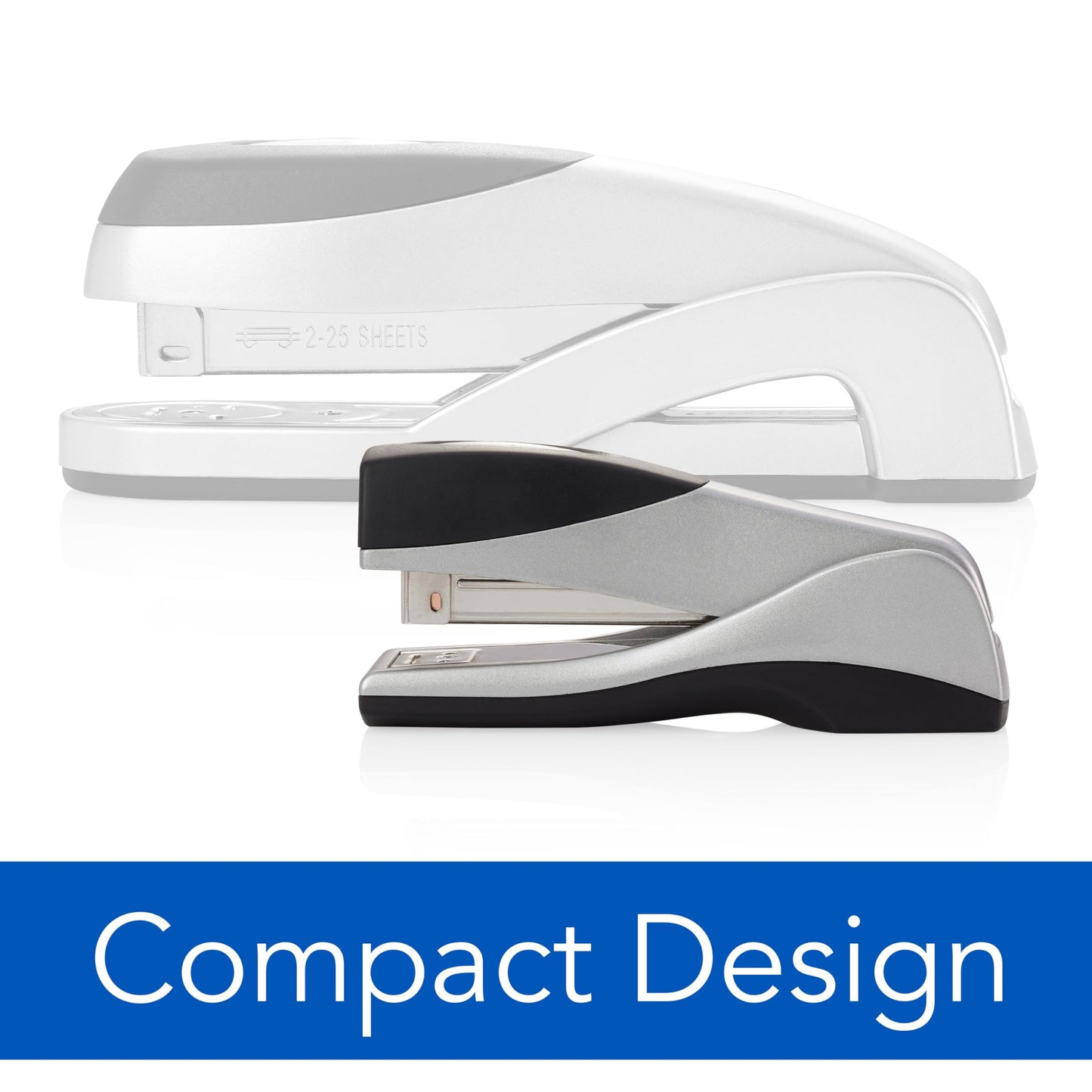 Swingline Stapler, Jam Free, Optima Grip Compact Size, Ergonomic Cushion, Metal, 25 Sheet Capacity, Silver (87816)
