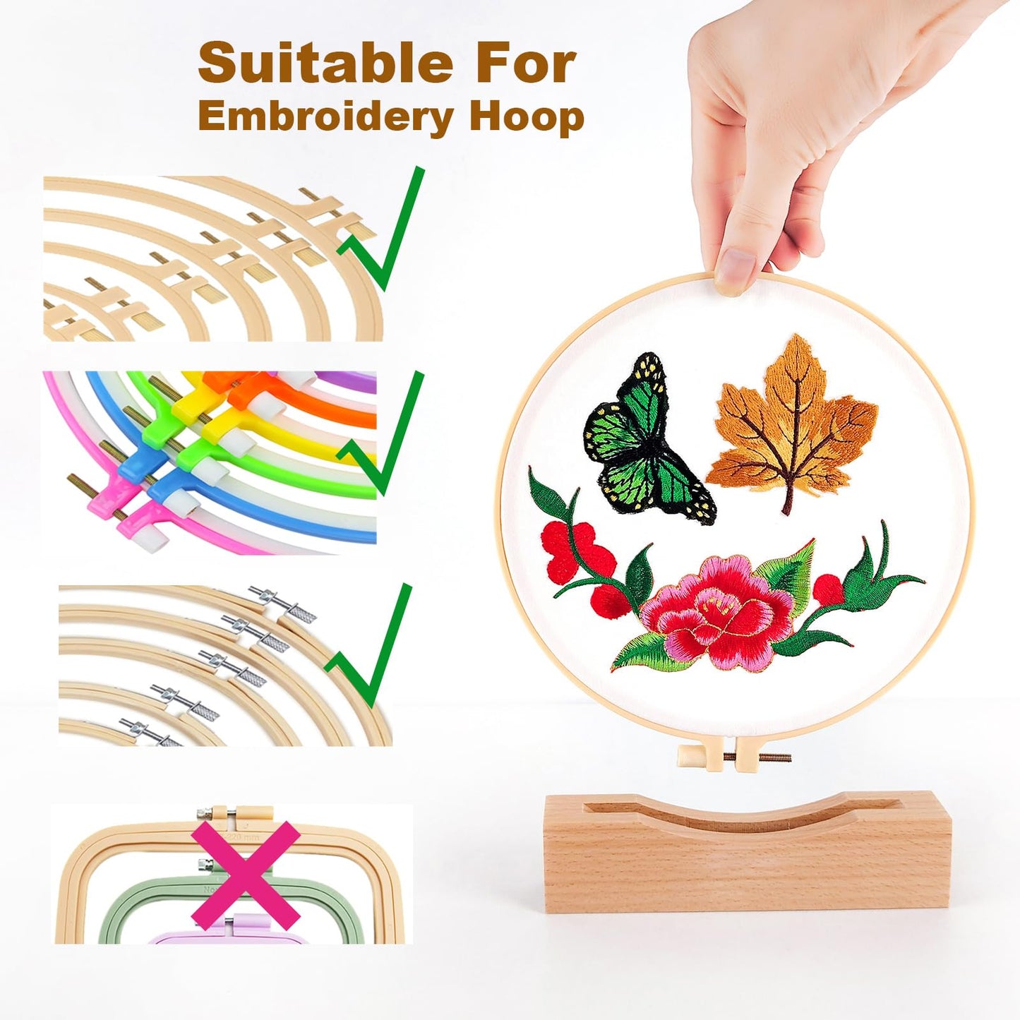 Embroidery Hoop Stand Base 3Pack Embroidery Stand 2 Tier Groove Design Embroidery Display Stand Base ，Embroidery Hoop Display Cross Stitch Kits (Suitable 4-6.7IN Frame)
