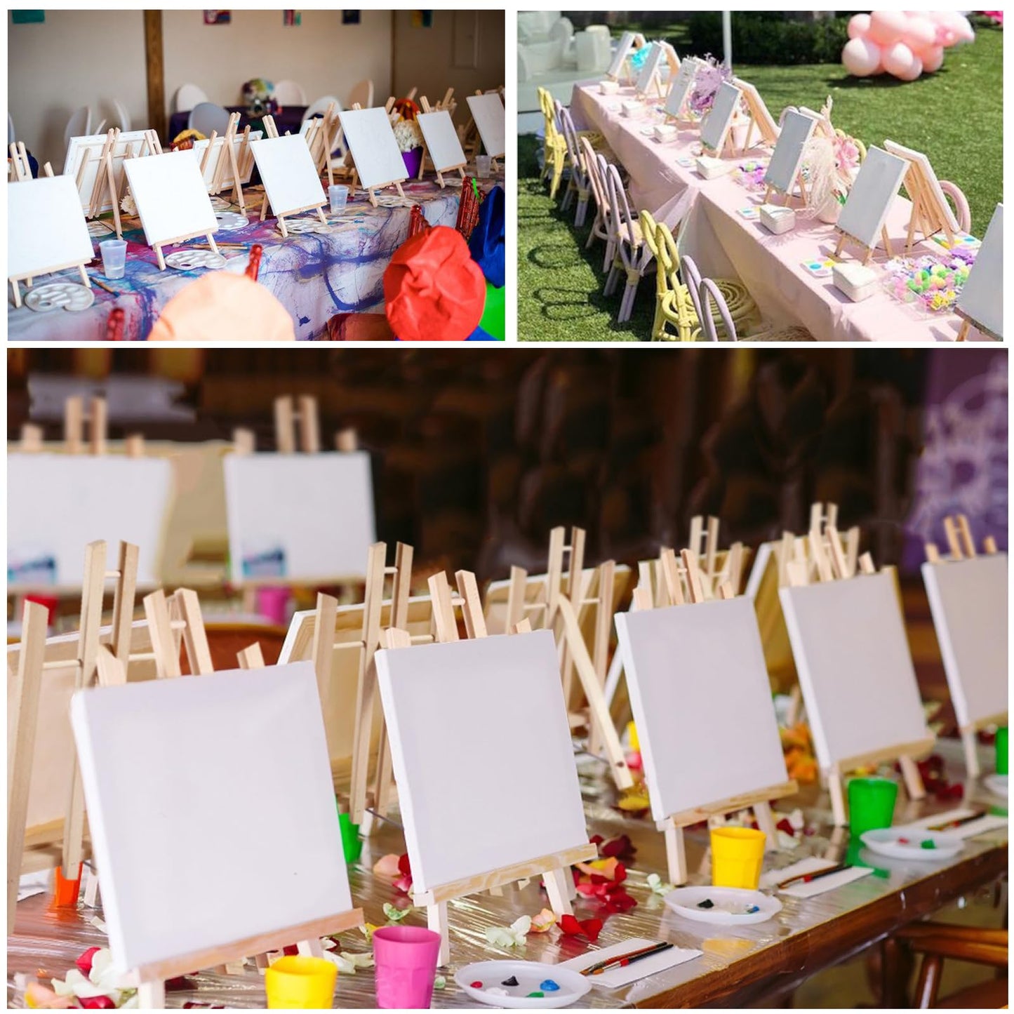 Falling in Art 12Inch Wood Easel Stand, Tabletop Display Stand A-Frame Artist Easel for Painting Canvas, Portable Photo, Picture and Sign Holder (4 Pack)