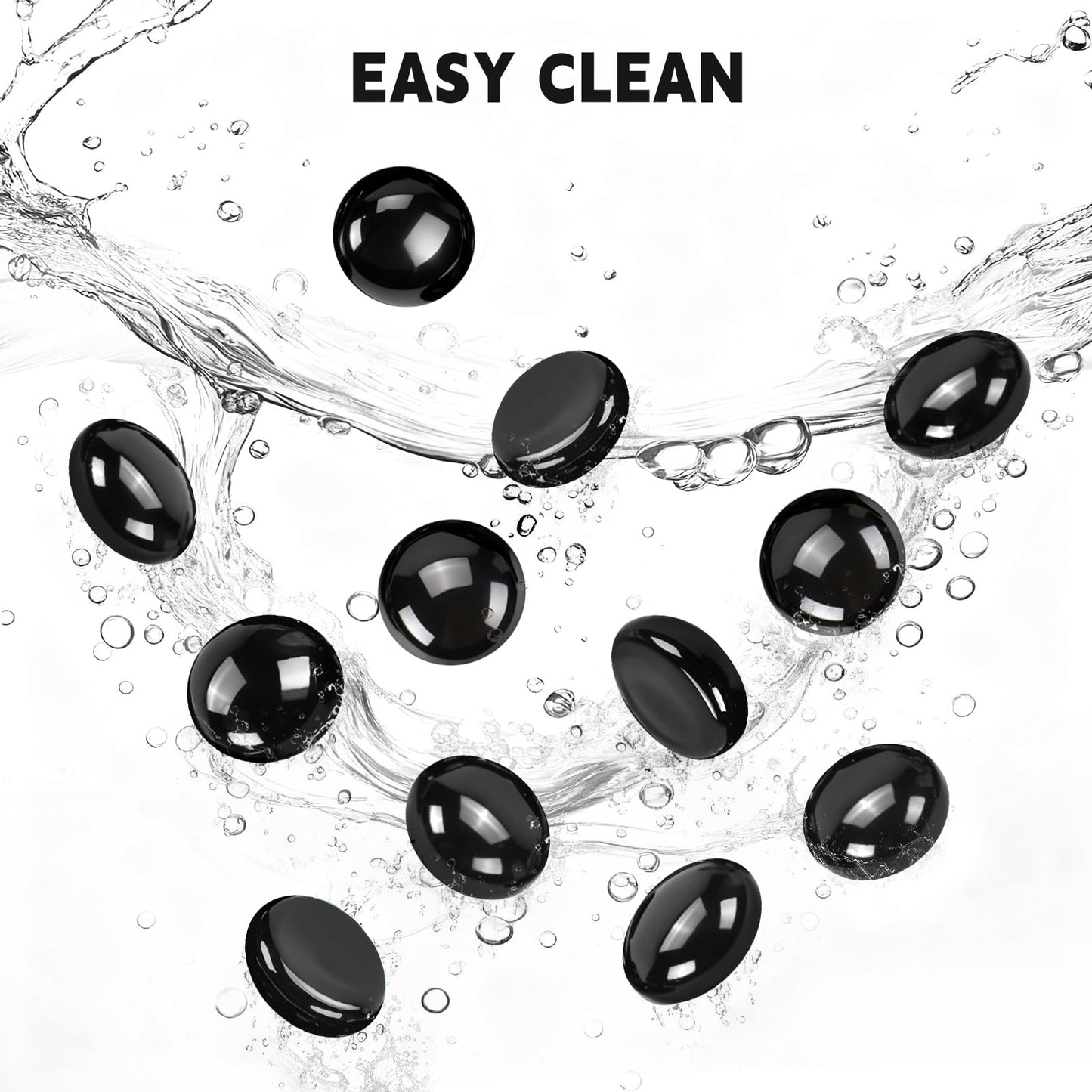 vchin 3/4 Inch Fire Glass Beads,10 Pounds Fire Pit Glass Beads High Luster for Gas Fireplace, Fire Pit Table,Landscaping (Onyx Black Luster)