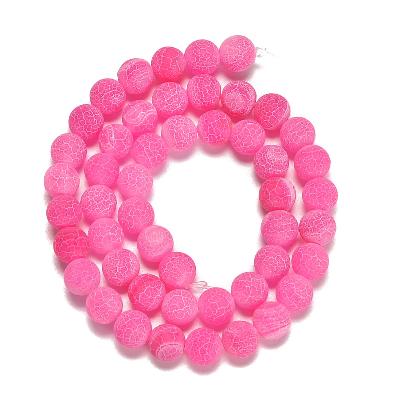 jodaying 10mm Pink Froasted Agate Round Natural Gematone Loose Beads for Jewelry Making DIY 1 Strand 15"