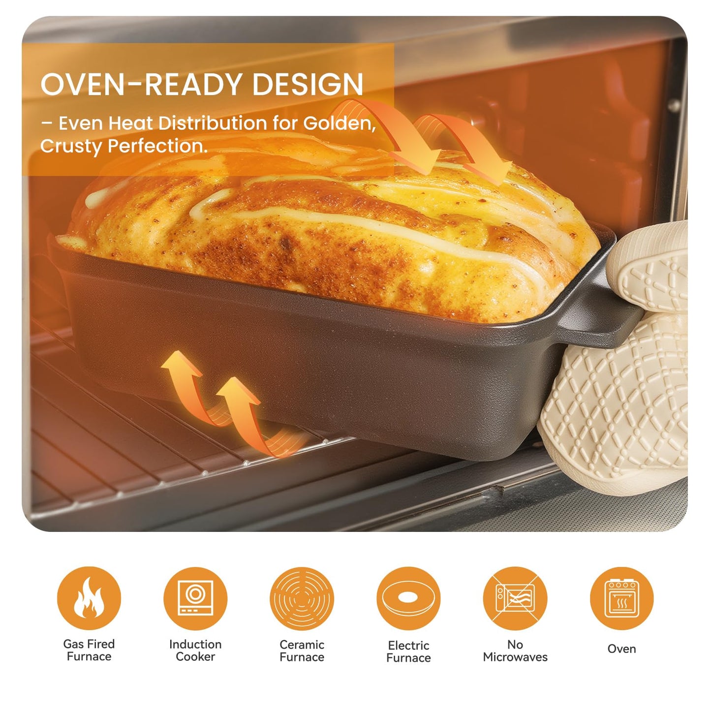 RYEDE Cast Iron Duct Oven for Sourdough Bread baking, 9×5 Loaf Pan with Lid, Bread Pans for Homemade Bread, 2 in 1 Dutch Oven Pot with Lid, Pre-Seasoned (4.5 QT)