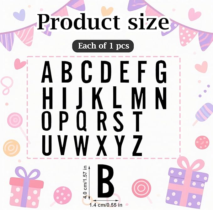 Matte Black Alphabet Cake Toppers, A–Z Set