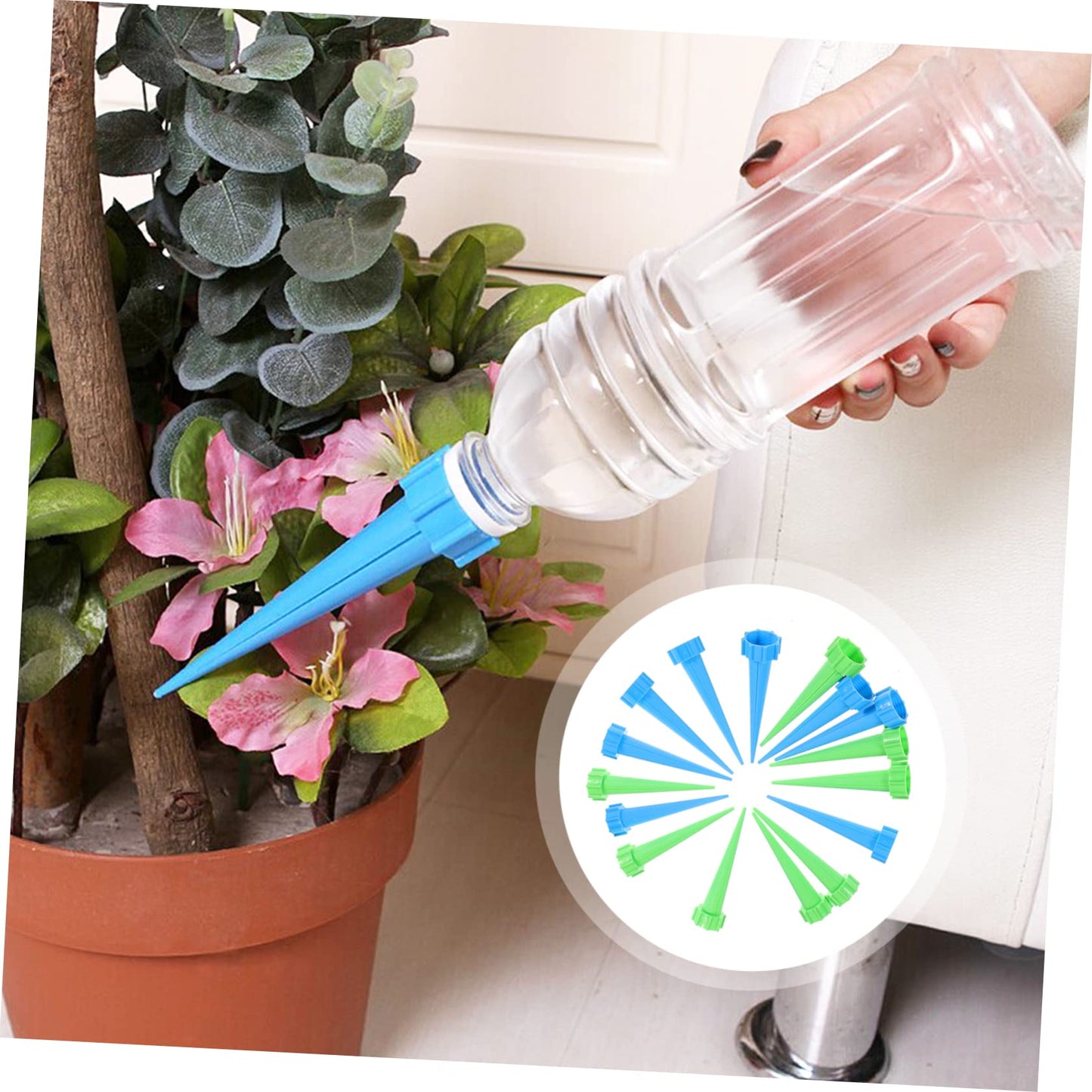 Yardwe Auto Watering Device 16pcs Plastic Drip Irrigation Kit Plant Watering System No Bottles Save Water Perfect for Indoor/Outdoor