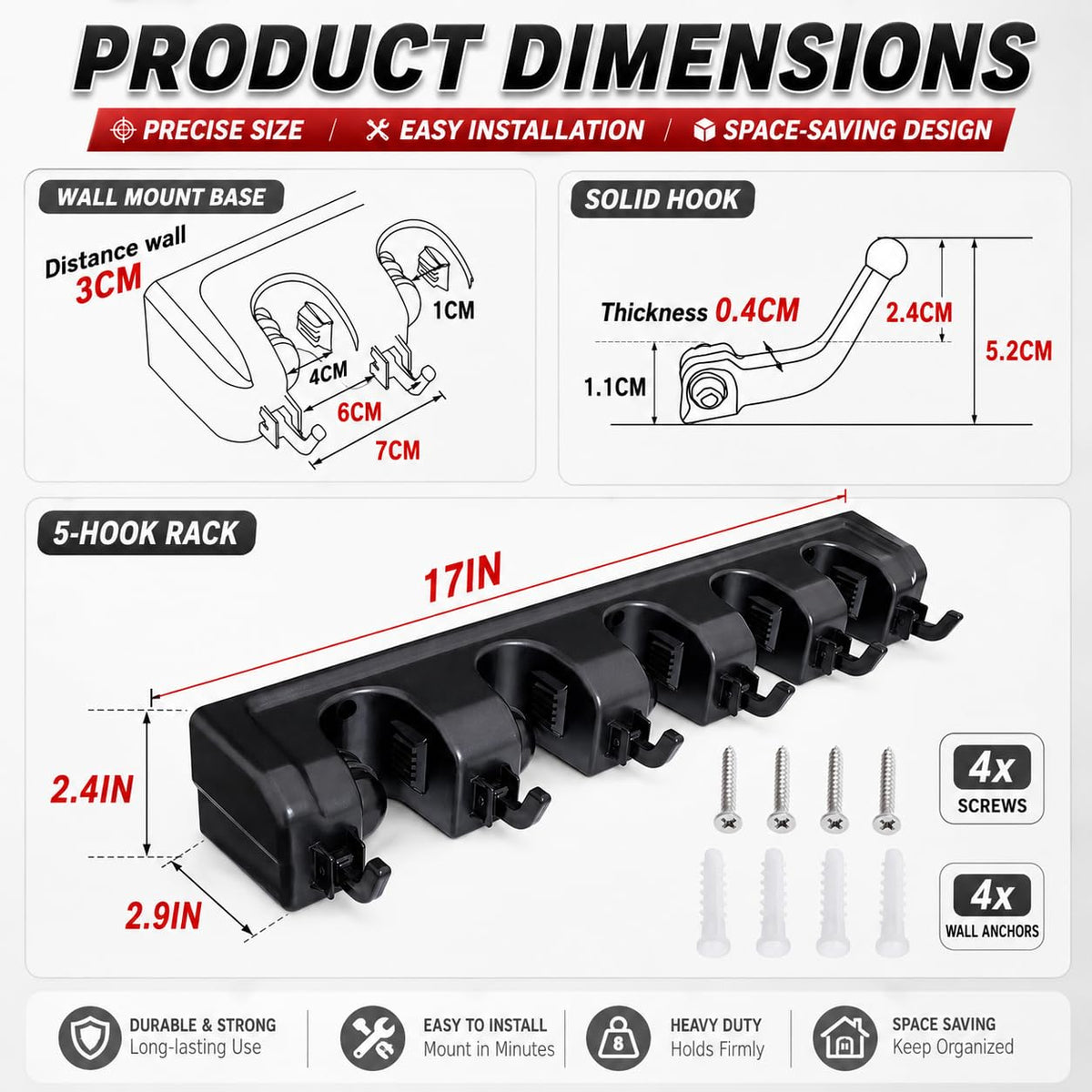 Broom Hanger Wall Mount