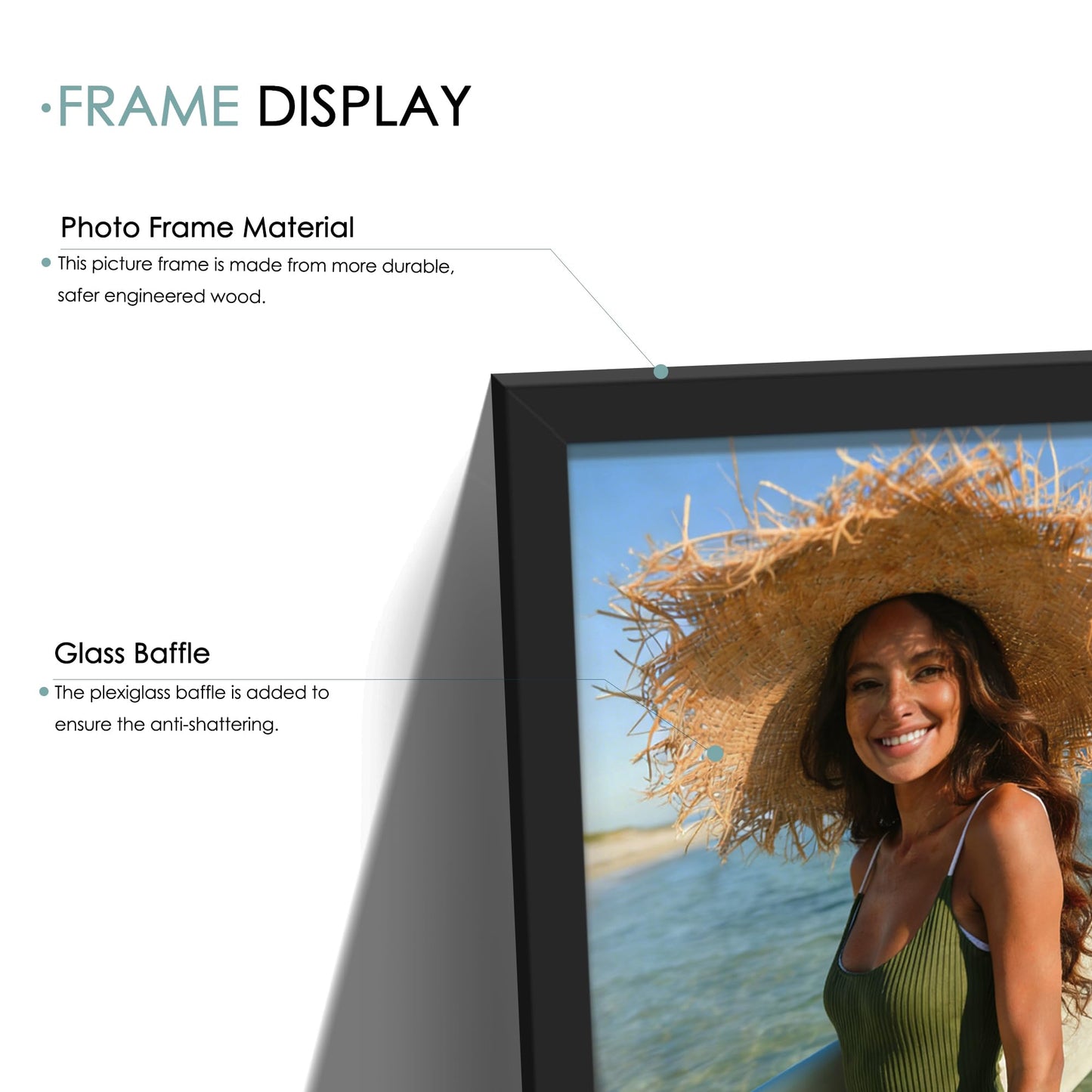 DUENPY 15 Pack Picture Frames Collage Wall Decor, Black Frame Set with 3pcs 8x10, 6pcs 5x7, 6pcs 4x6 for Gallery Display, Wall Mounting & Tabletop, Bulk Photo Frames for Living Room Decor