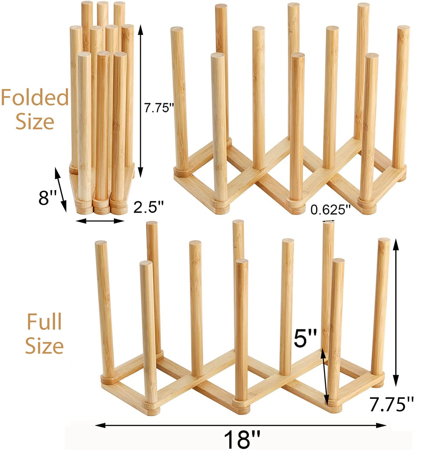 Yesland 2 Pack Wooden Bottle Drying Rack - Retractable Bamboo Dish Drying Rack Plastic Bag Drying Stander Holder for Water Bottles, Dish, Plate, Cup, Book, Pot Lid, Cutting Board, Reusable Baggies