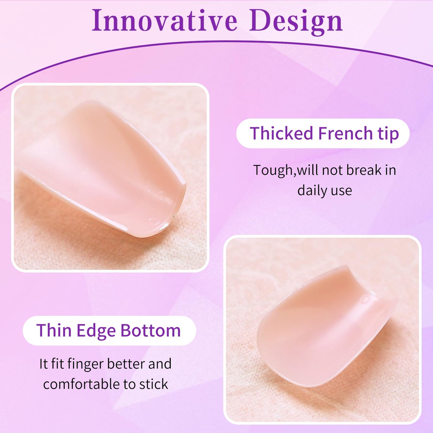 Lifextol 240pc French Tip Press on Nails Medium Fake Nails with Glue and Adhesive Tab, False Acrylic Nails Press on Nails Coffin Nail Tips Artificial Glue on Nails Press ons Fingernail Stick on Nails