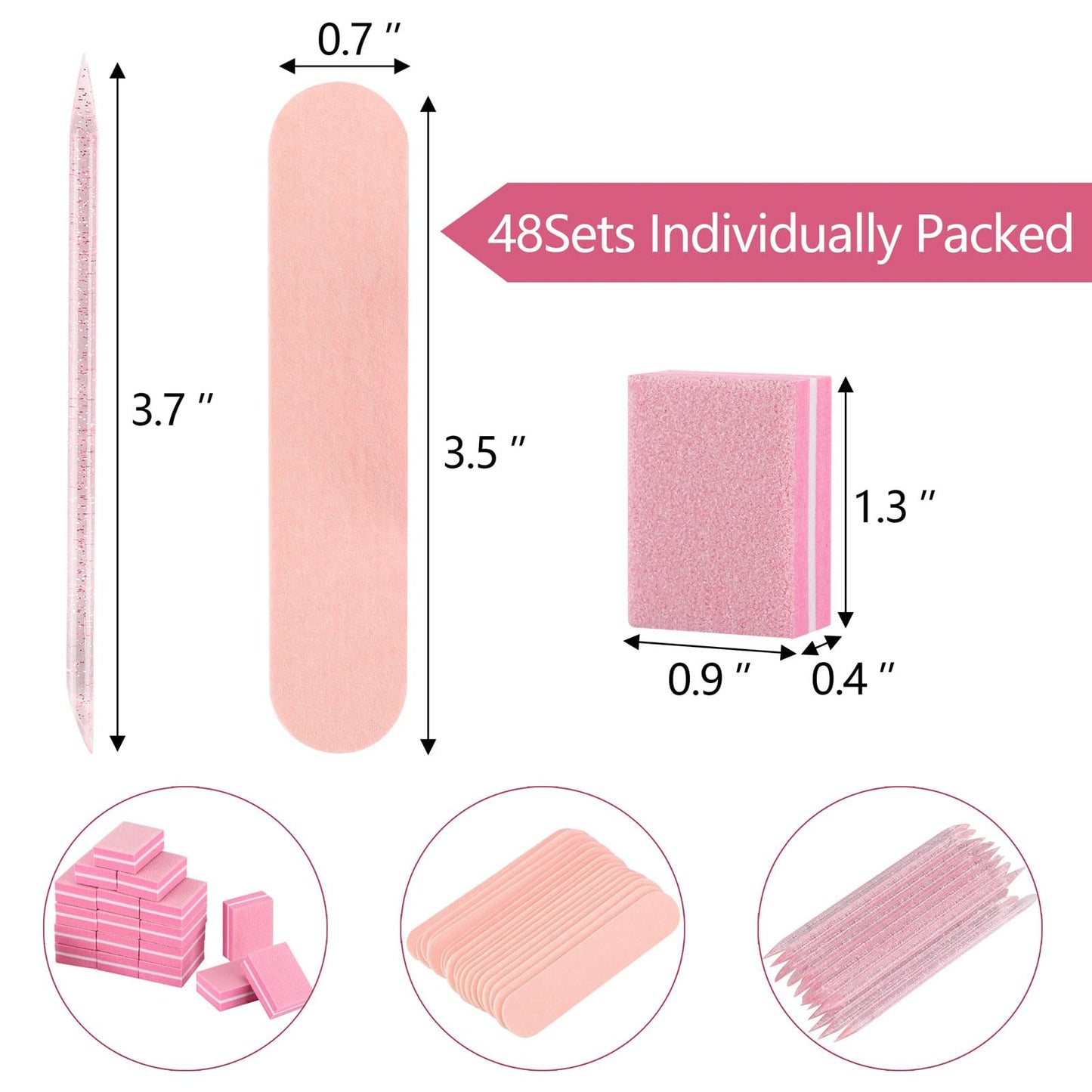 48 Sets Disposable Manicure Kit, Individually Package Nail Kit,Manicure Set with Mini Nail File,Mini Nail Buffer,Nail Stick for Salon Home