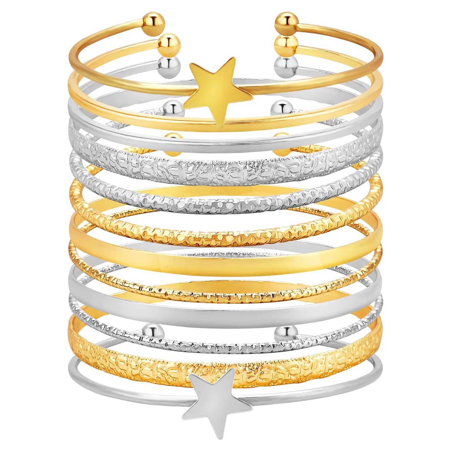 YBMYCM 10Pcs Gold-plated Bangle Bracelet Set for Women Multi Layer Stackable Wide Bangles Indian Chunky Bangle Bracelets Ethnic Glossy Textured Bracelets Wedding Outfit Jewelry