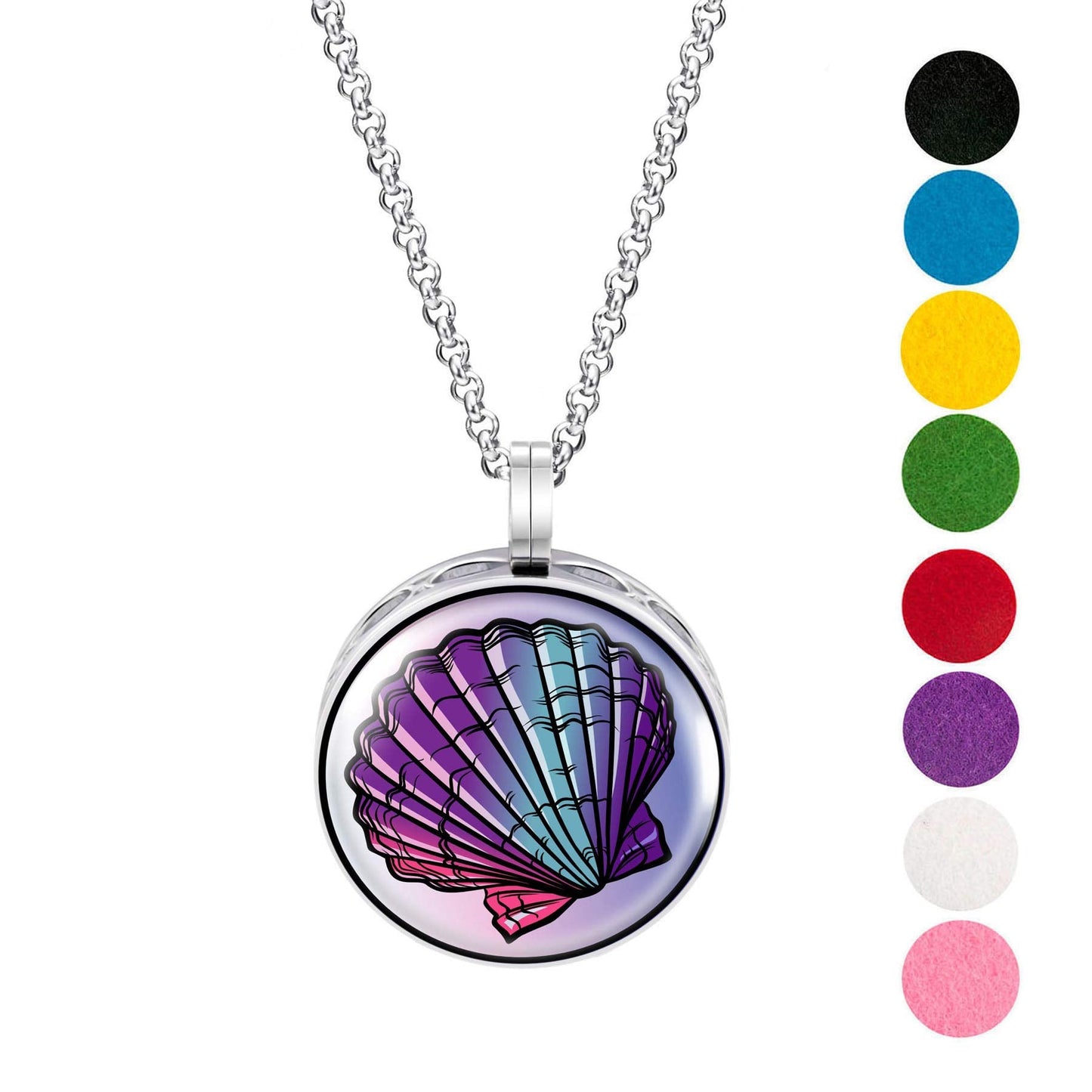 Wild Essentials Seashell Necklace Essential Oil Diffuser Kit with Lavender, Lemongrass, Peppermint, Orange Oils, 8 Refill Pads, Calming Aromatherapy Gift Set, Customizable, Perfume