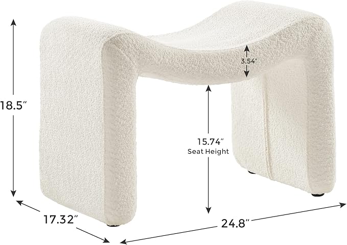 VANOMi Large Footstool Ottoman, Multi-Functional Modern Foot Stool, Sofa Footrest Extra Seating for Living Room, Entryway, Hallways and Bedrooms, Large, White