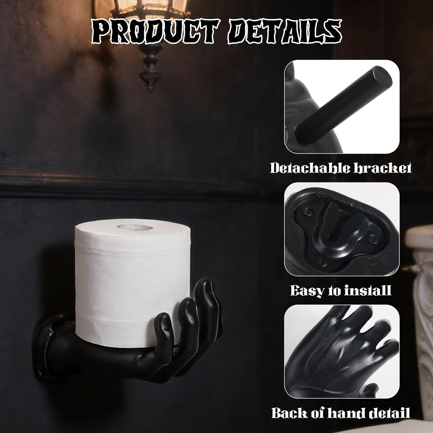 Toilet Paper Holder Black Toilet Paper roll Holder Wall Mount Unique Black Bathroom Accessories Funny Gothic Gift for Home