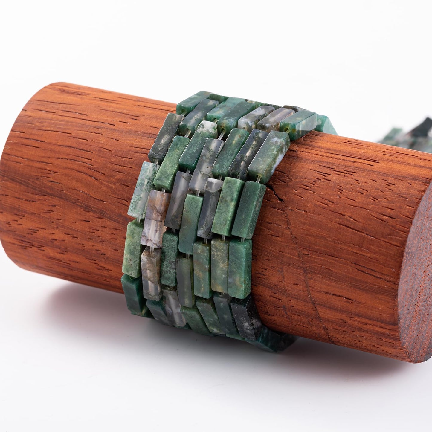 Natural Moss Agate Rectangle Tube Beads 4x13mm 38cm/str Loose Semi Gemstone Stone Beads for Making Bracelets Necklace Earrings