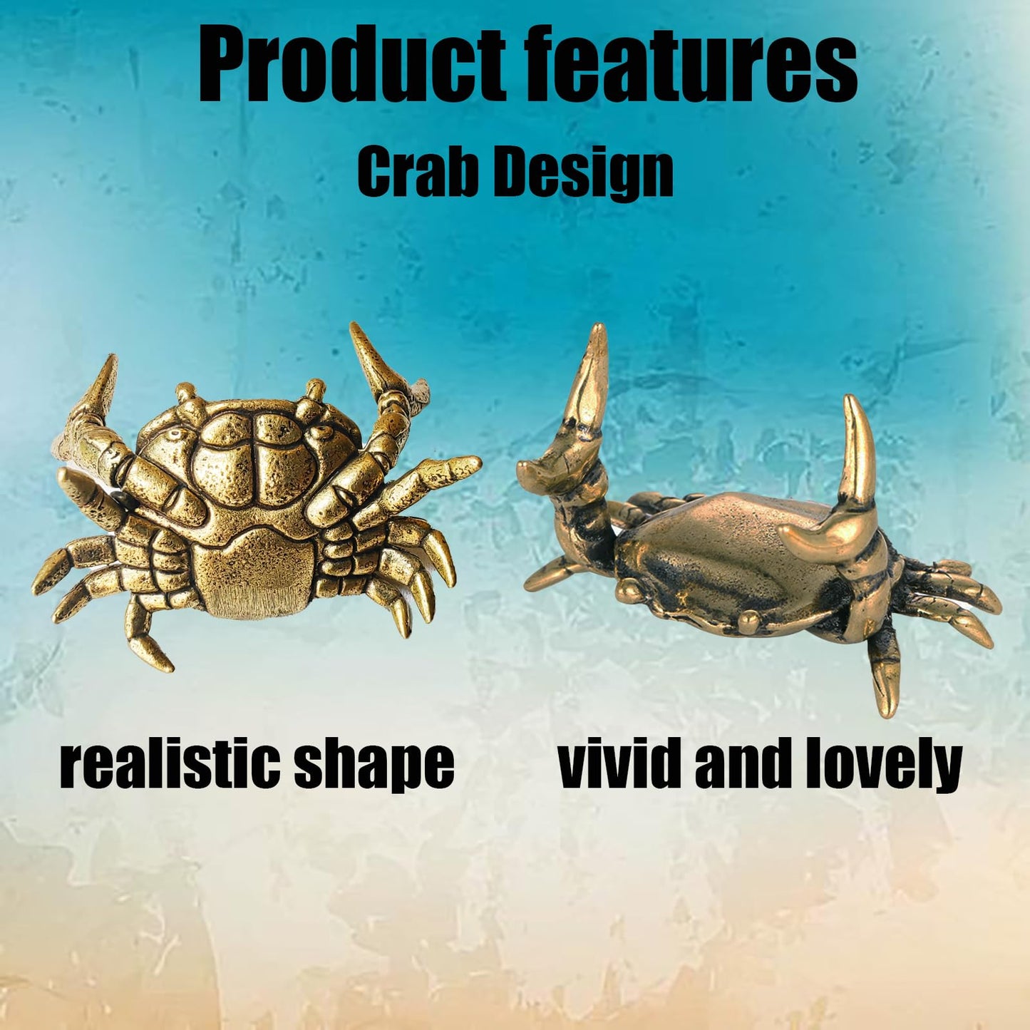 Qaoliffa Funny Crab Pen Holder, Bronze Weightlifting Crab Desk Pen Stand for Office Display Decoration