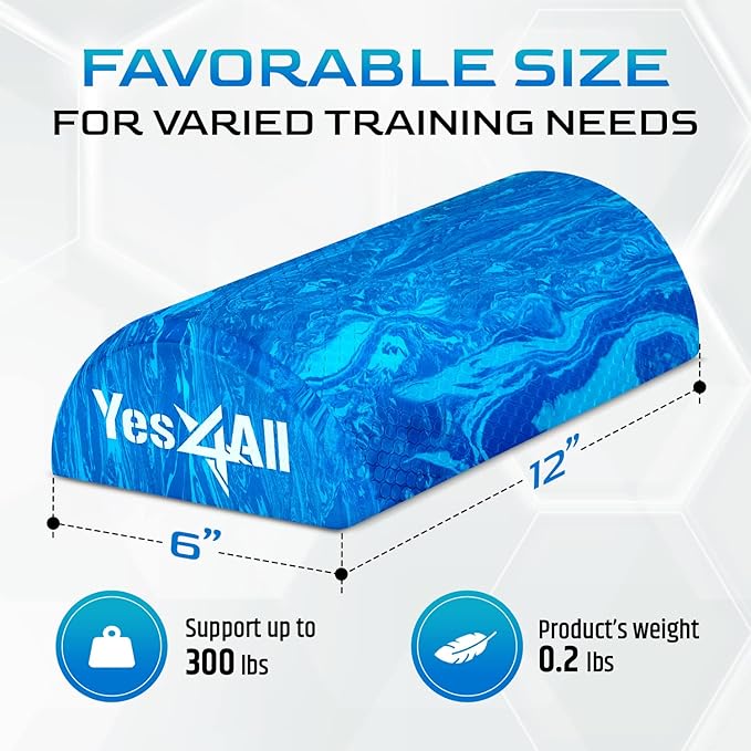 Yes4All Medium-Density EVA Foam Roller for Back - Half Back Roller for Exercise, Yoga & Pilates 12/36 inch