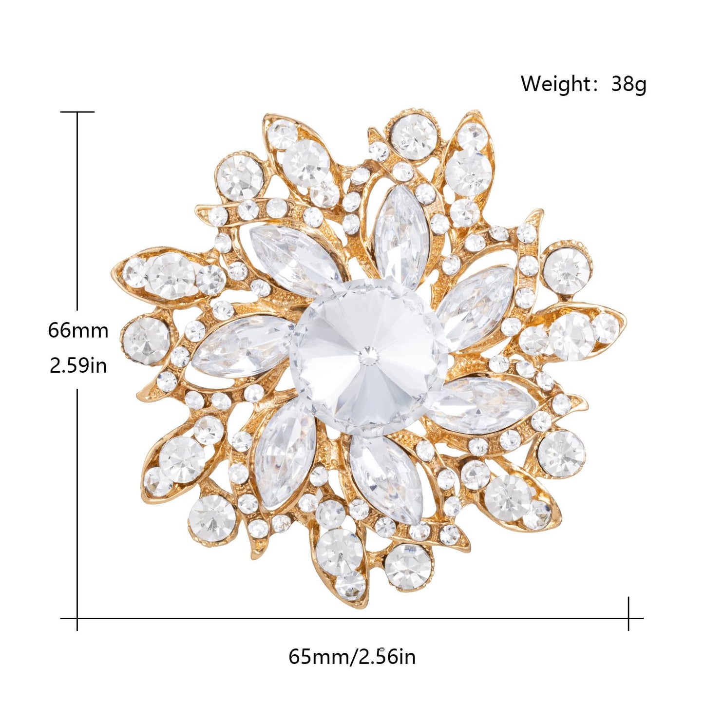 LAXPICOL Vintage Women's White Austrian Crystal Elegant Flower Brooch Wedding Broach Pin Gold Tone