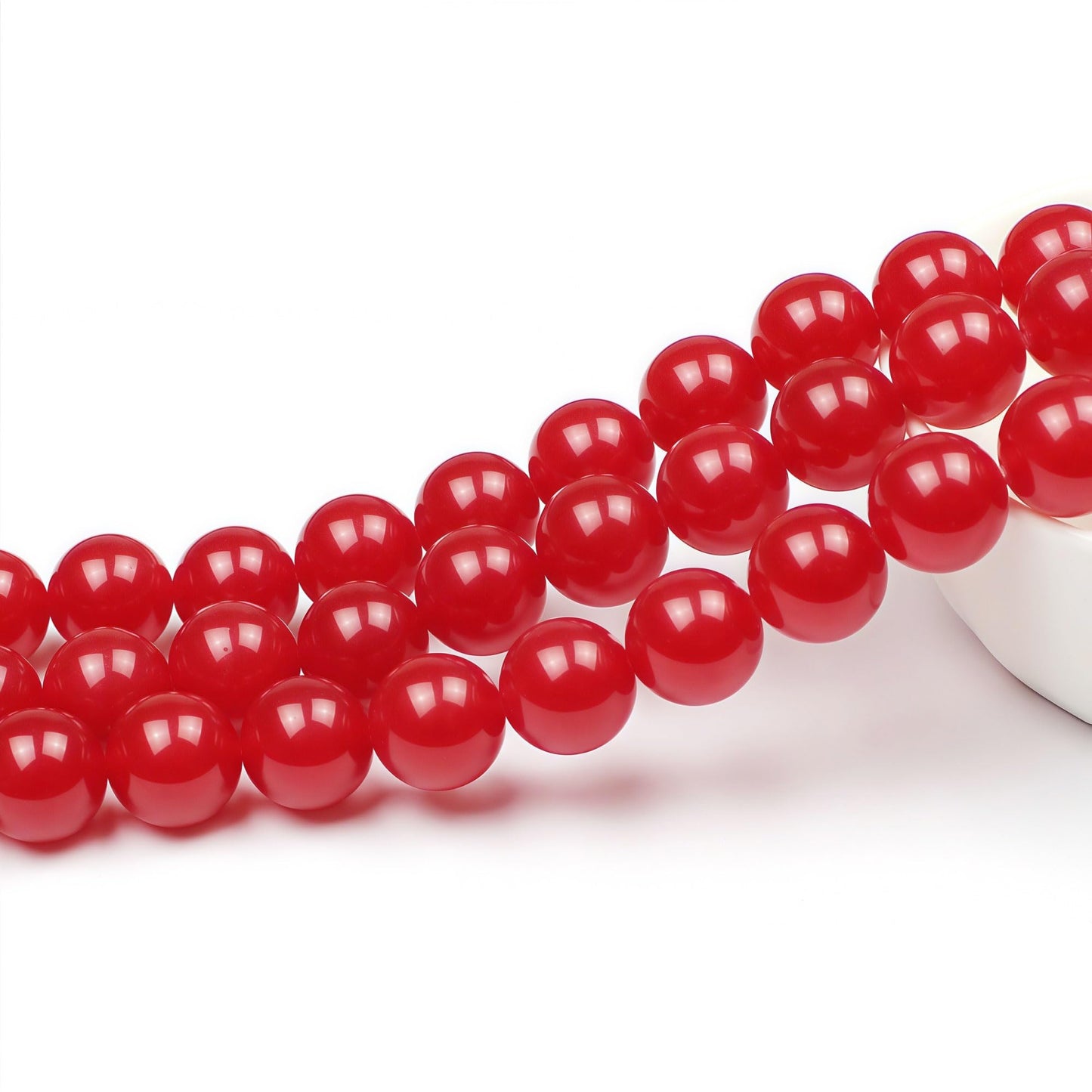 MJDCB Natural Red Jade Round Loose Beads for Jewelry Making DIY Bracelet Necklace (10mm)