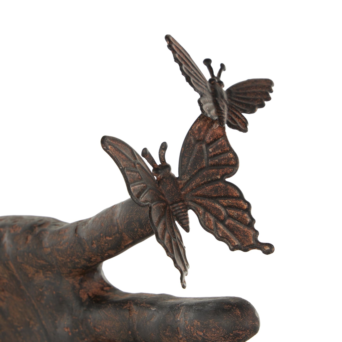 Deco 79 Polystone Hands Decorative Sculpture Sign Home Decor Statue with Butterrfly Accents, Accent Figurine 11" x 5" x 16", Dark Brown