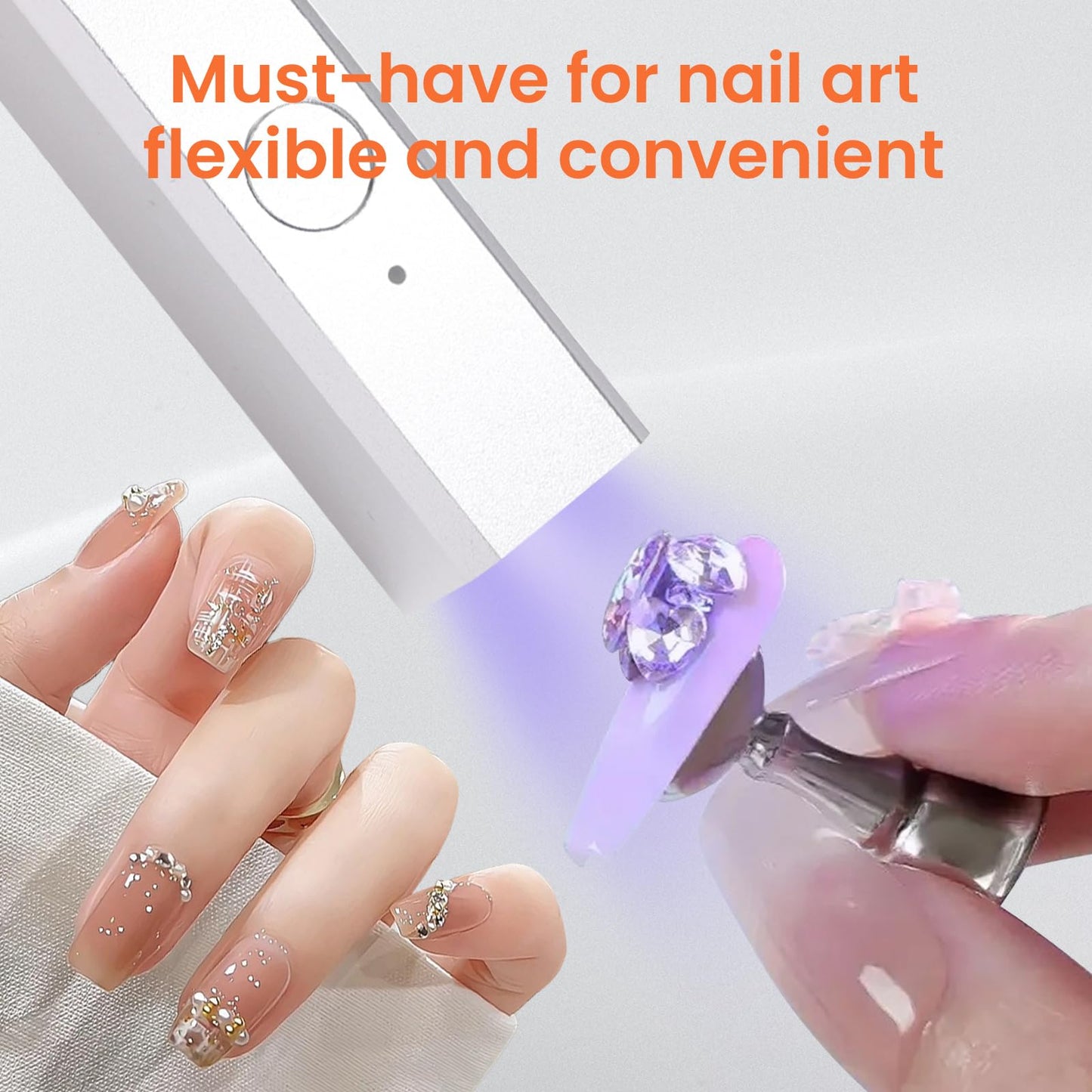 ESUOHYM Mini Handheld Uv Light for Gel Nails with Magnetic Stand for One Finger Nail Dryer with LCD Display Portable Rechargeable Cordless Nail Lamp