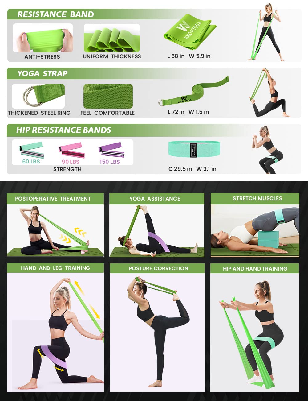 Yoga Starter Kit 12 in 1 - Mat, Blocks, Foam Roller, 4 Resistance Bands With Strap, 2 Peanut Massage Balls for Women & Men, Beginners