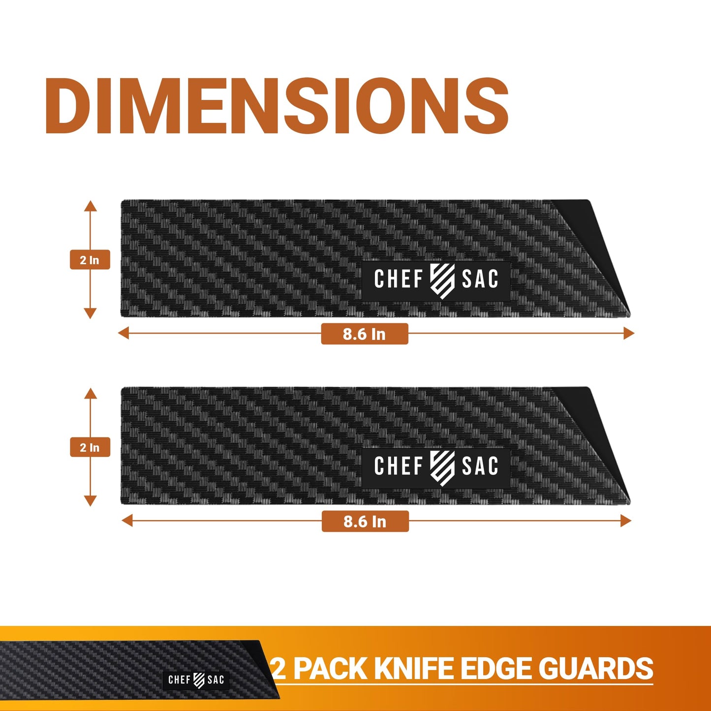 Knife Edge Guards, Universal Knife Sheath Covers, Professional Kitchen Chef Knife Protector Set, Blade Guard, BPA-Free ABS Plastic, Non-Scratch Felt Lining (2-Pack, 8.5")